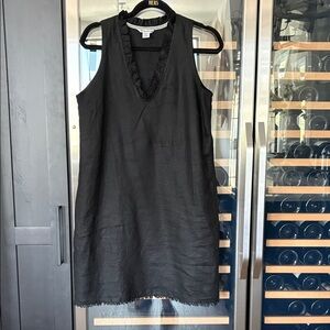 Tommy Bahama Black Sleeveless V-Neck Ruffle Trim Mini Dress